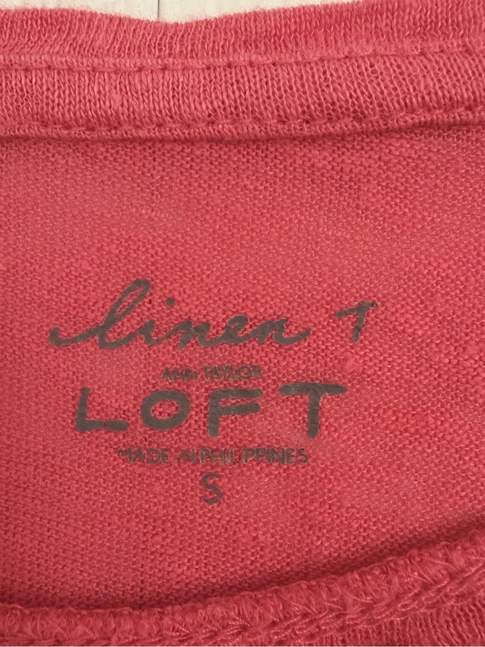LOFT Linen Coral-Pink Short Sleeve Pocket Tee - Picture 3 of 5